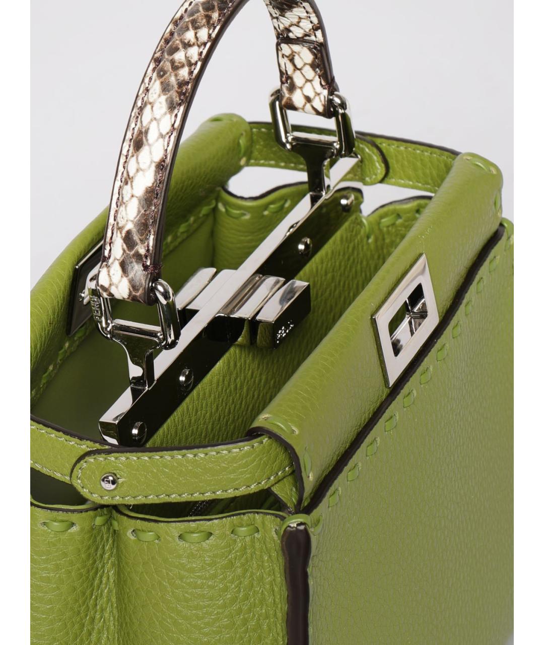 FENDI Зеленая кожаная сумка тоут, фото 5