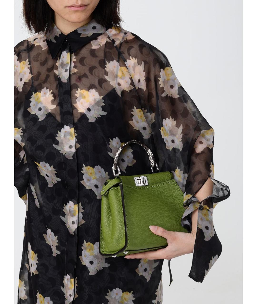 FENDI Зеленая кожаная сумка тоут, фото 2