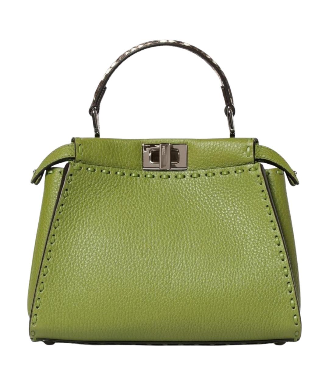 FENDI Зеленая кожаная сумка тоут, фото 1