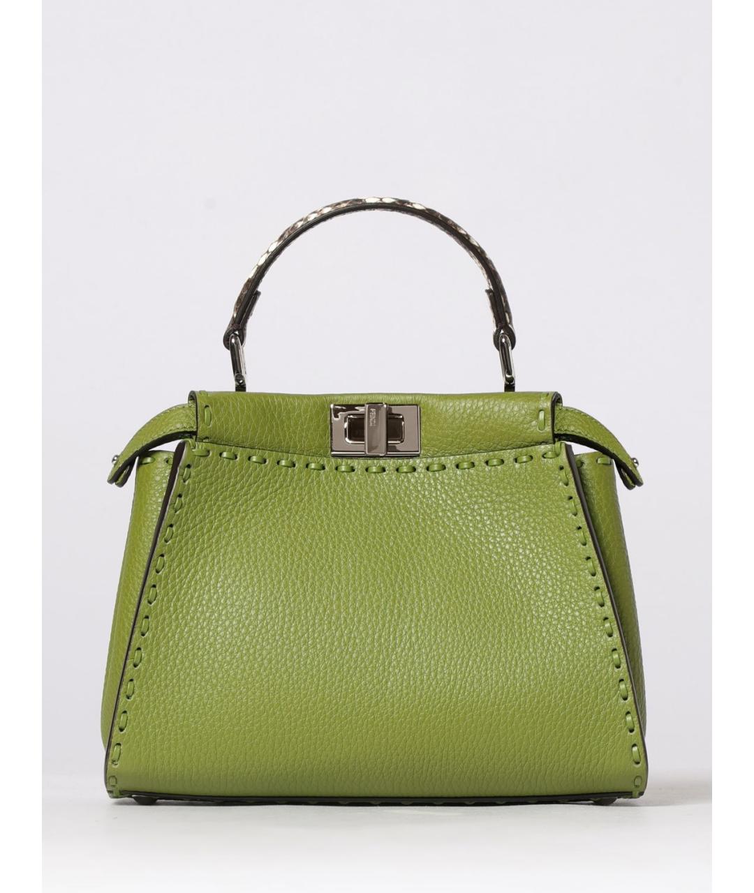 FENDI Зеленая кожаная сумка тоут, фото 6