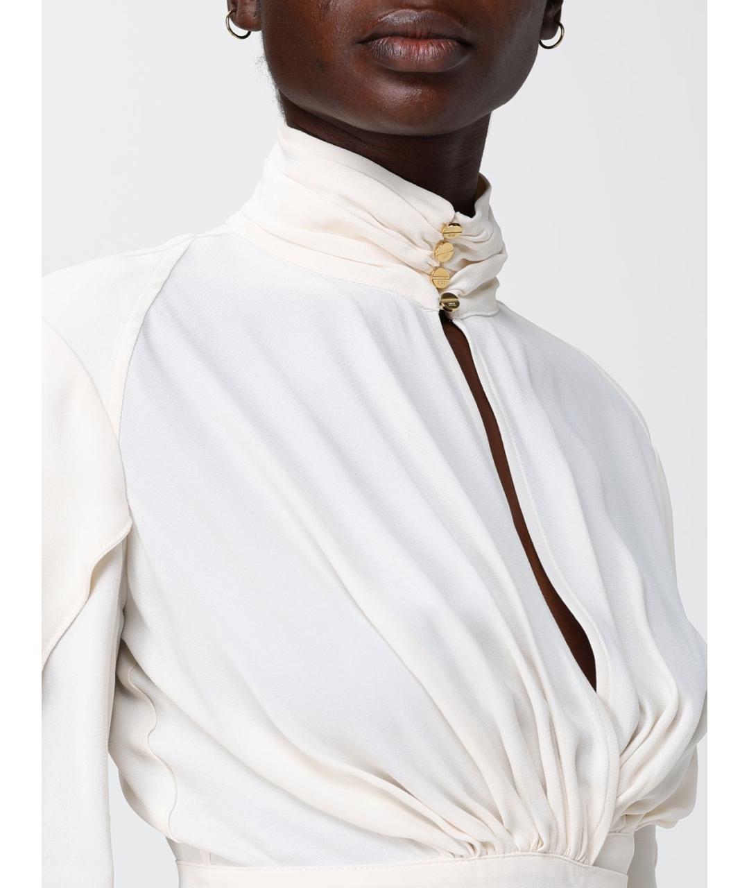 ELISABETTA FRANCHI Бежевая вискозная блузы, фото 3