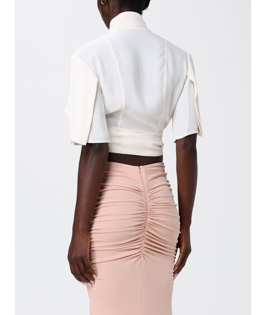 ELISABETTA FRANCHI Бежевая вискозная блузы, фото 2