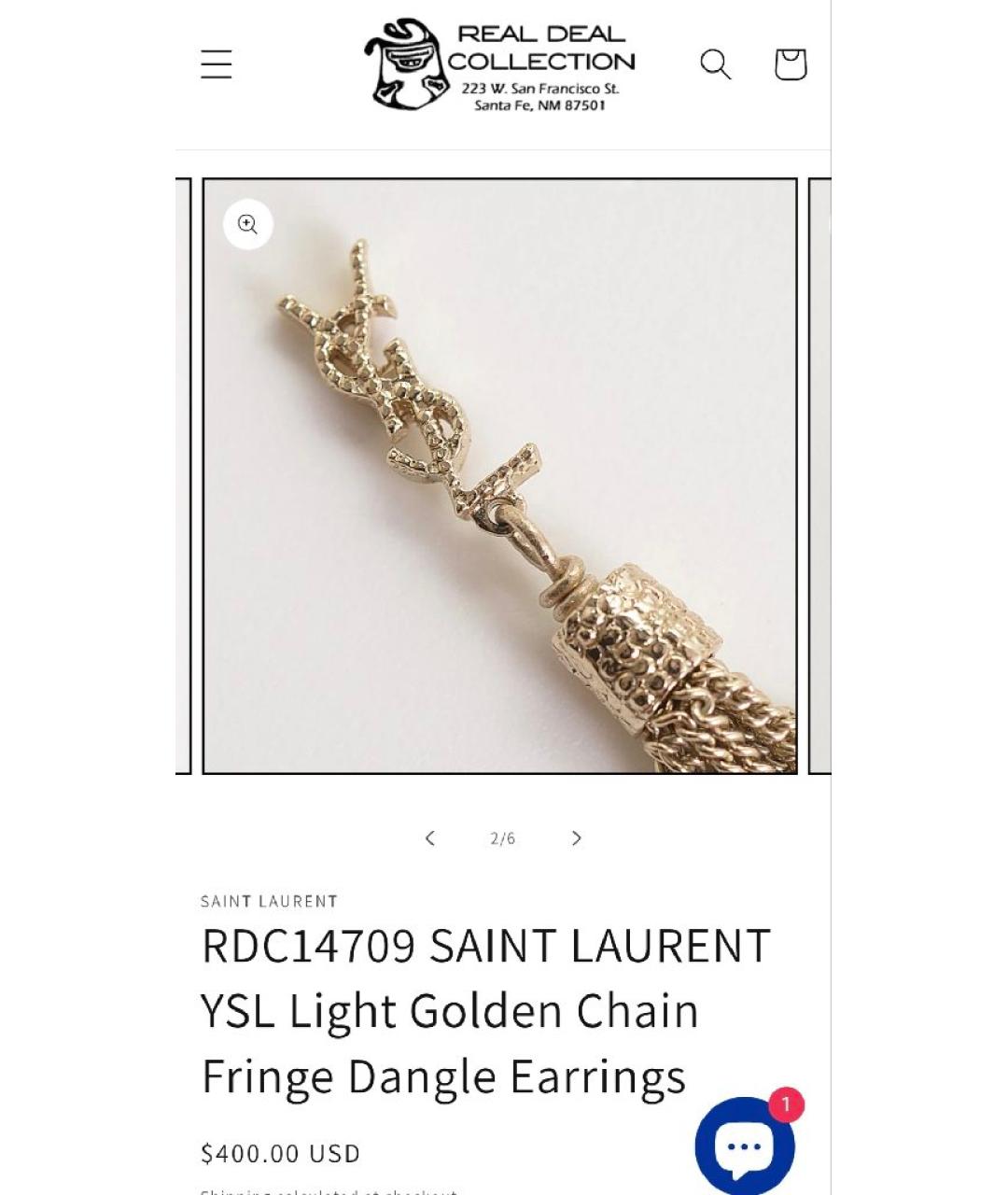 SAINT LAURENT Серебряные с серебряным покрытием серьги, фото 8