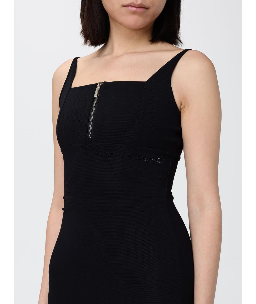 ARMANI EXCHANGE Черное полиамидовое повседневное платье, фото 3