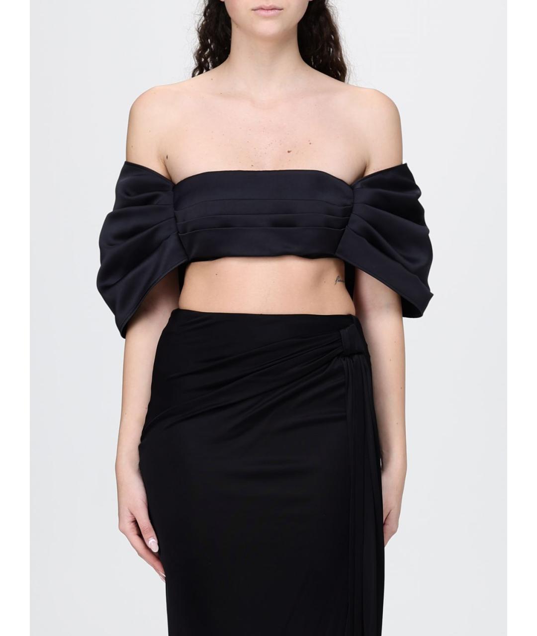 ELISABETTA FRANCHI Черная полиэстеровая майка, фото 4