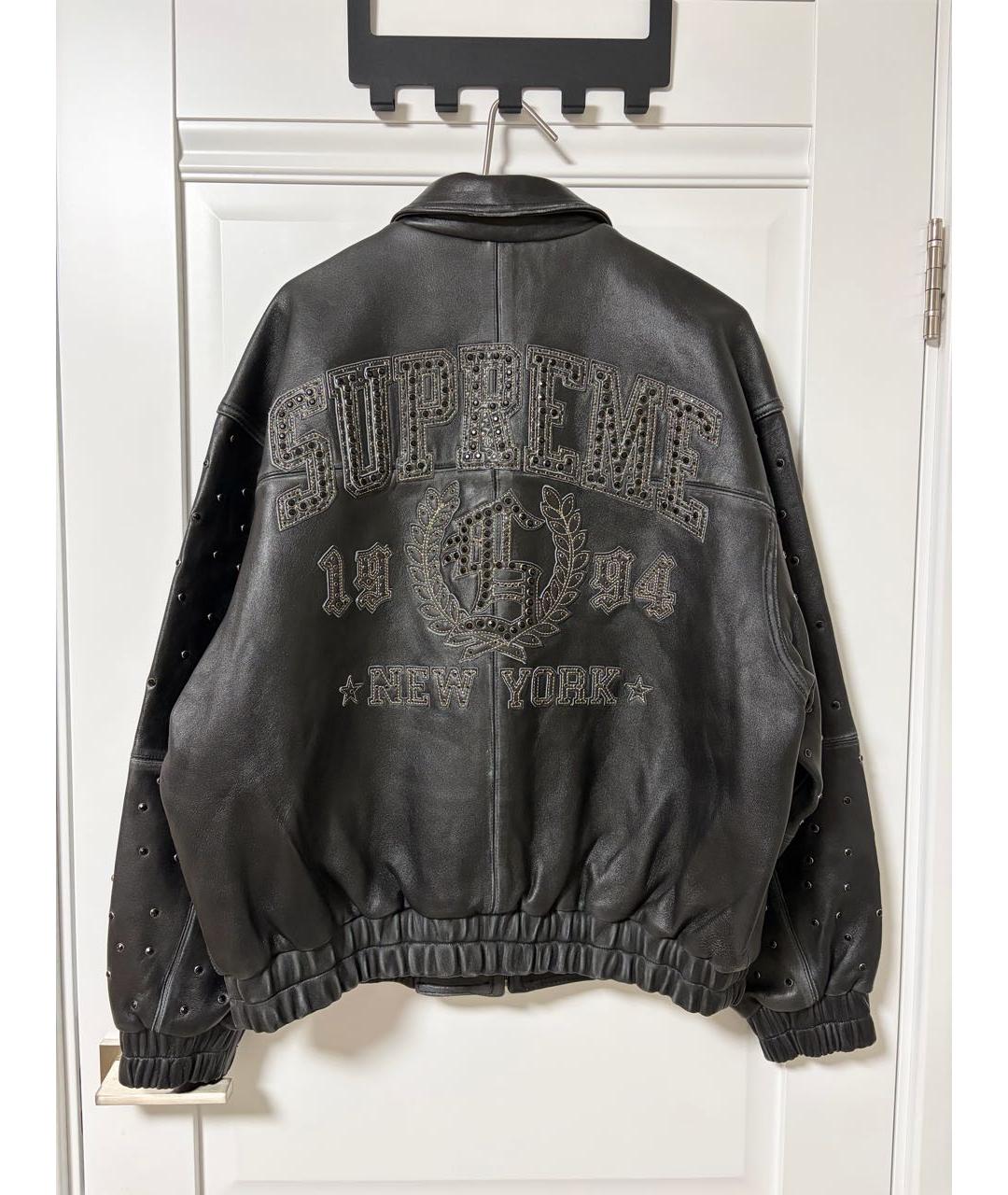 SUPREME Черная кожаная куртка, фото 4