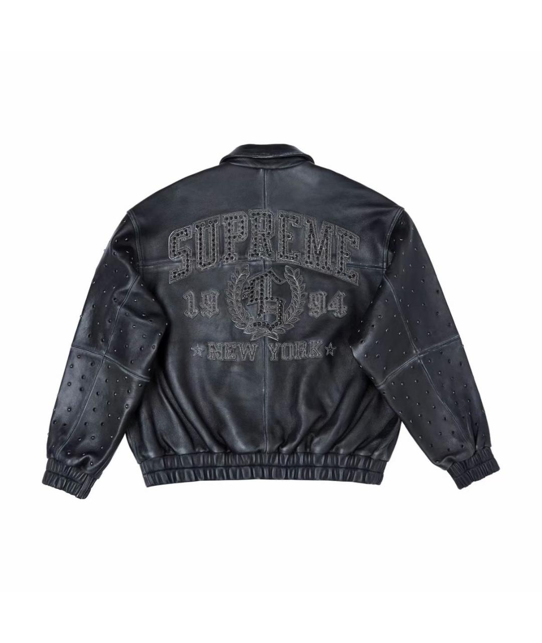 SUPREME Черная кожаная куртка, фото 2