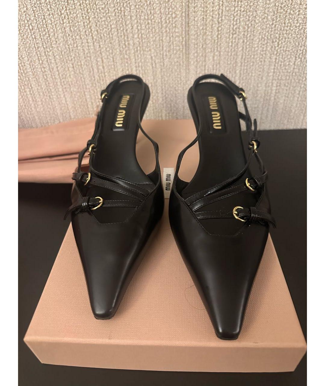 MIU MIU Черные кожаные туфли, фото 2