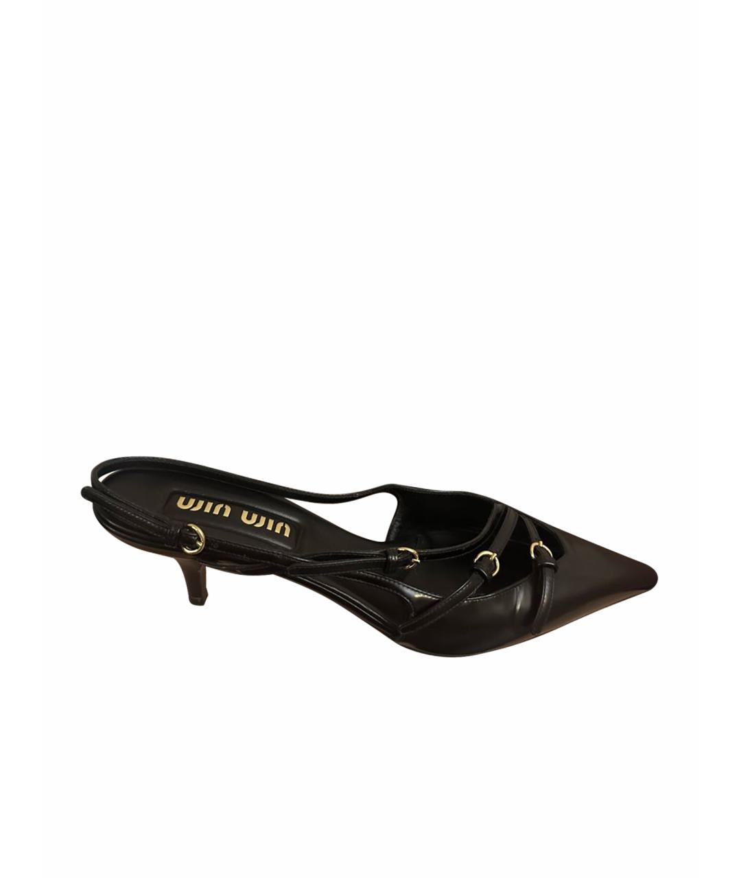 MIU MIU Черные кожаные туфли, фото 1