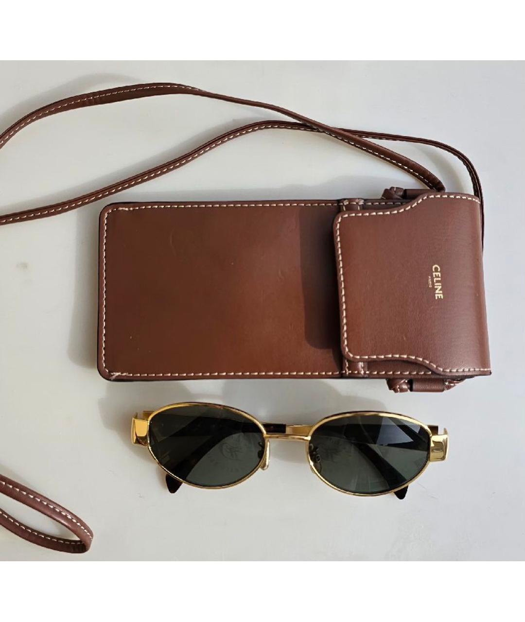 CELINE Золотые металлические солнцезащитные очки, фото 7
