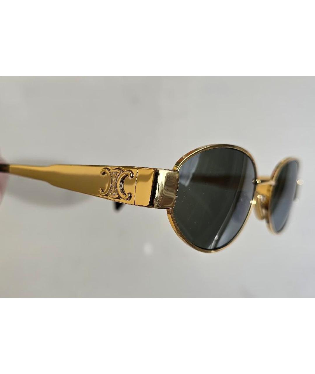 CELINE Золотые металлические солнцезащитные очки, фото 2