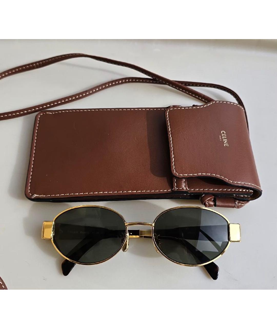 CELINE Золотые металлические солнцезащитные очки, фото 4