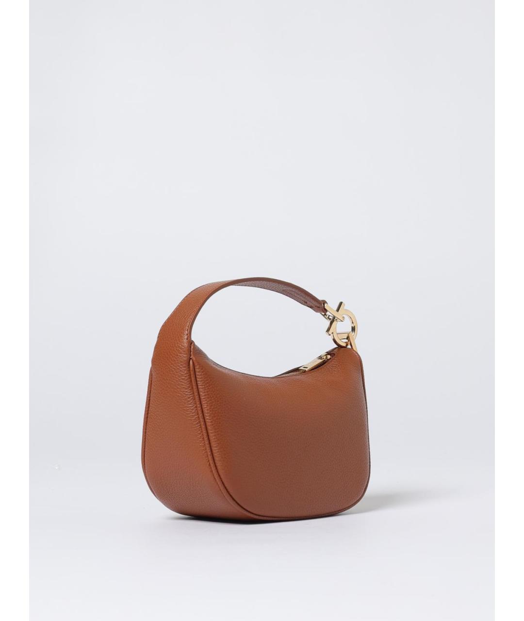 FERRAGAMO Коричневая кожаная сумка с короткими ручками, фото 2