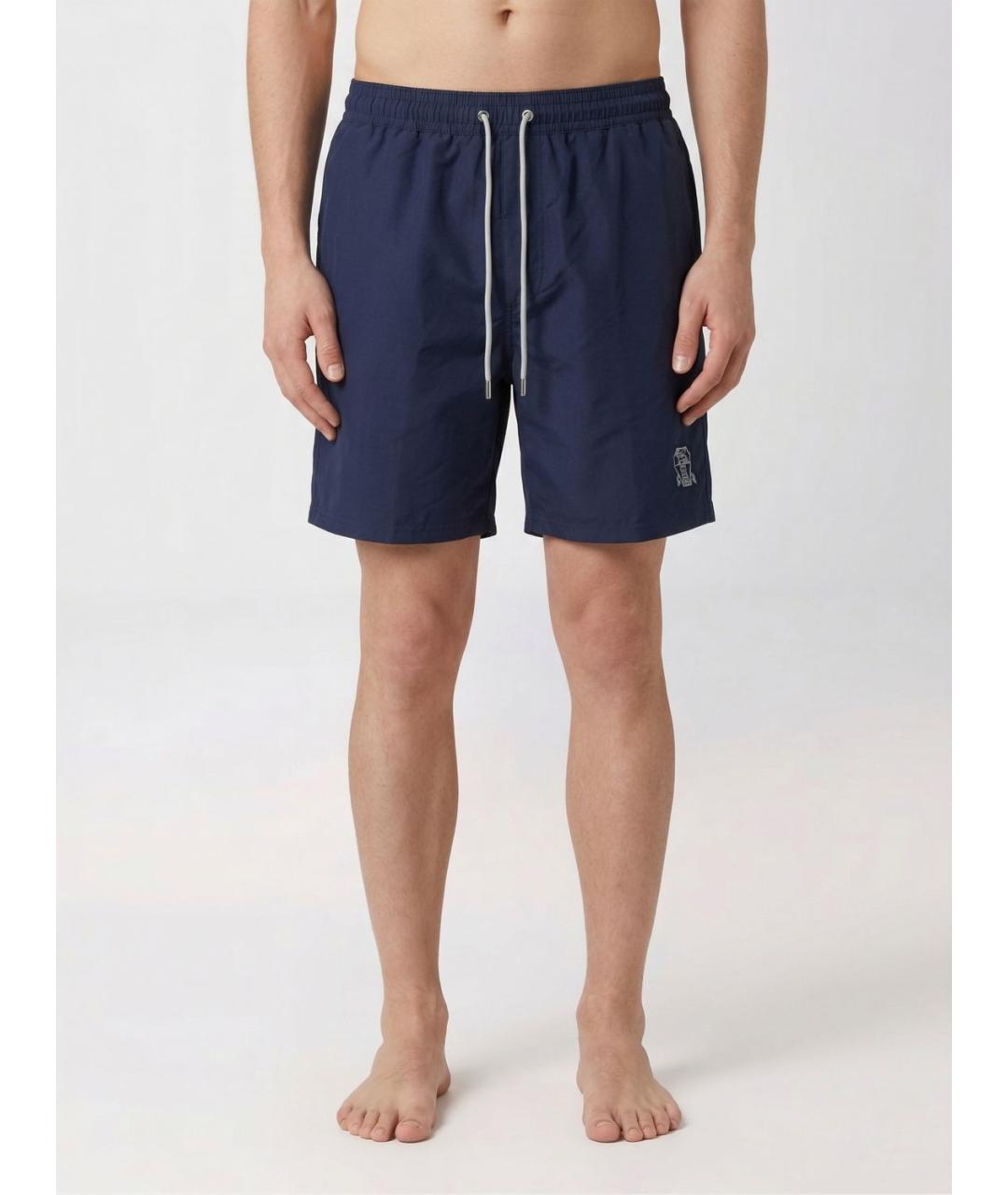 BRUNELLO CUCINELLI Синие полиэстеровые плавки, фото 3