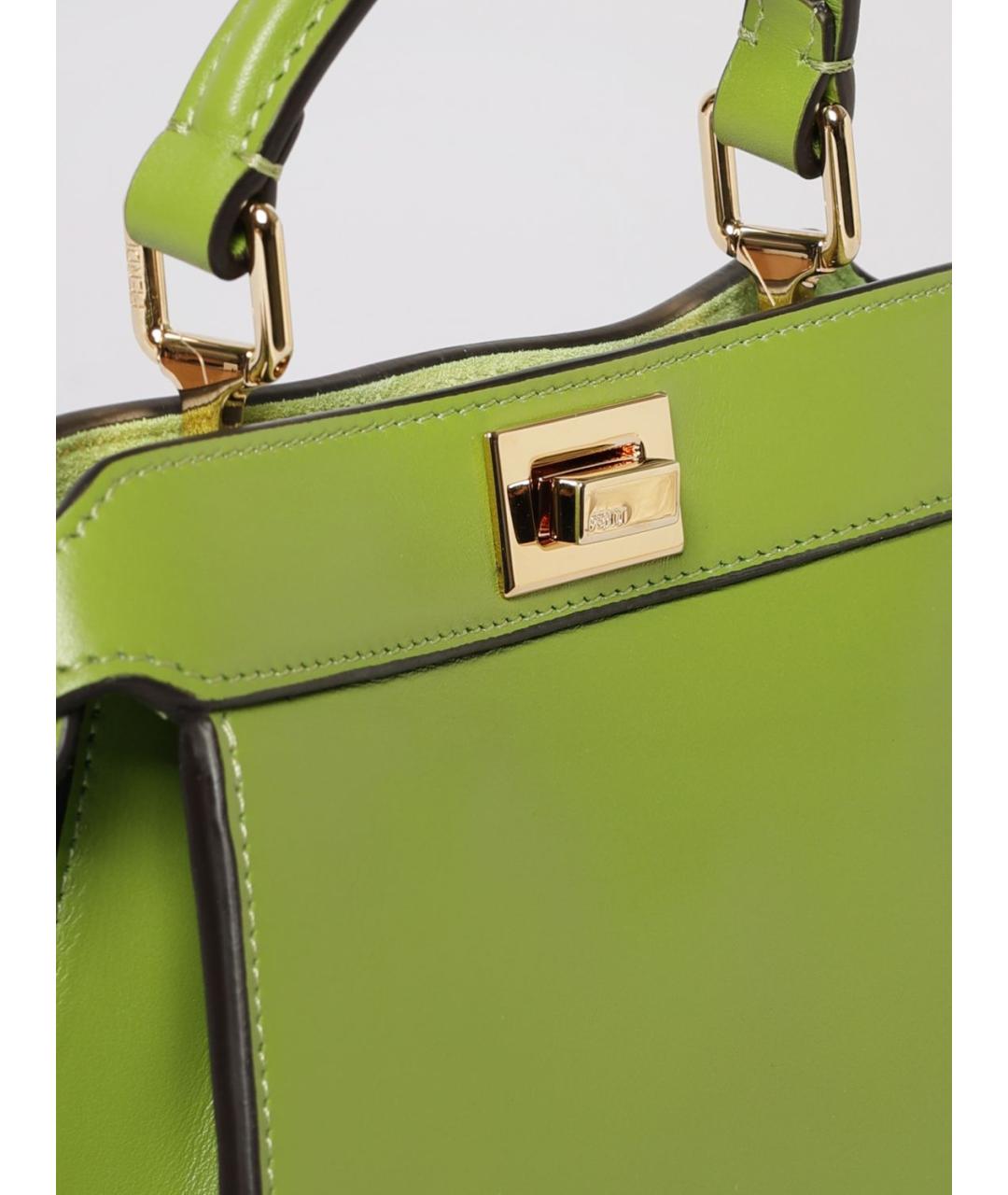 FENDI Зеленая кожаная сумка тоут, фото 4