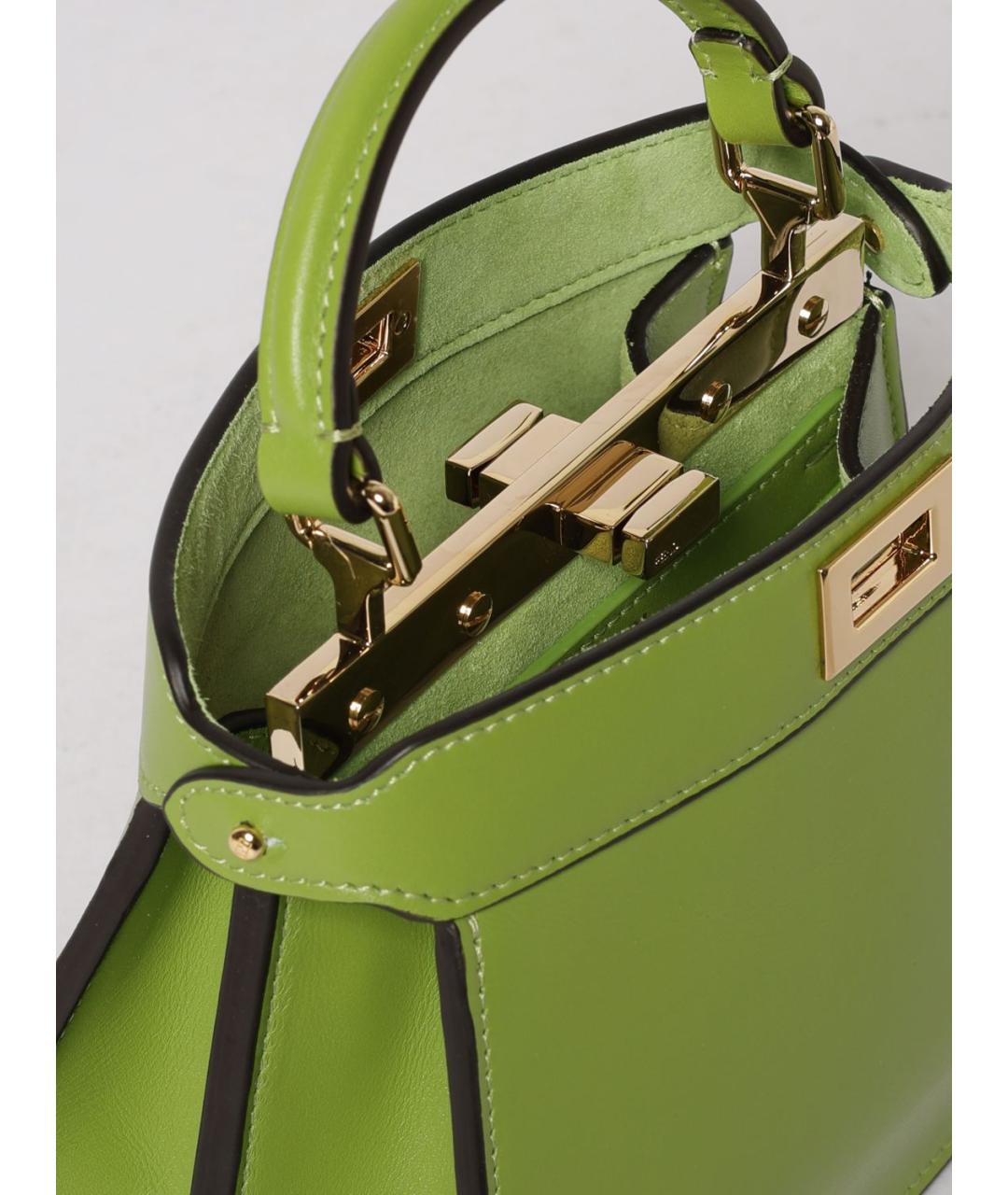 FENDI Зеленая кожаная сумка тоут, фото 5
