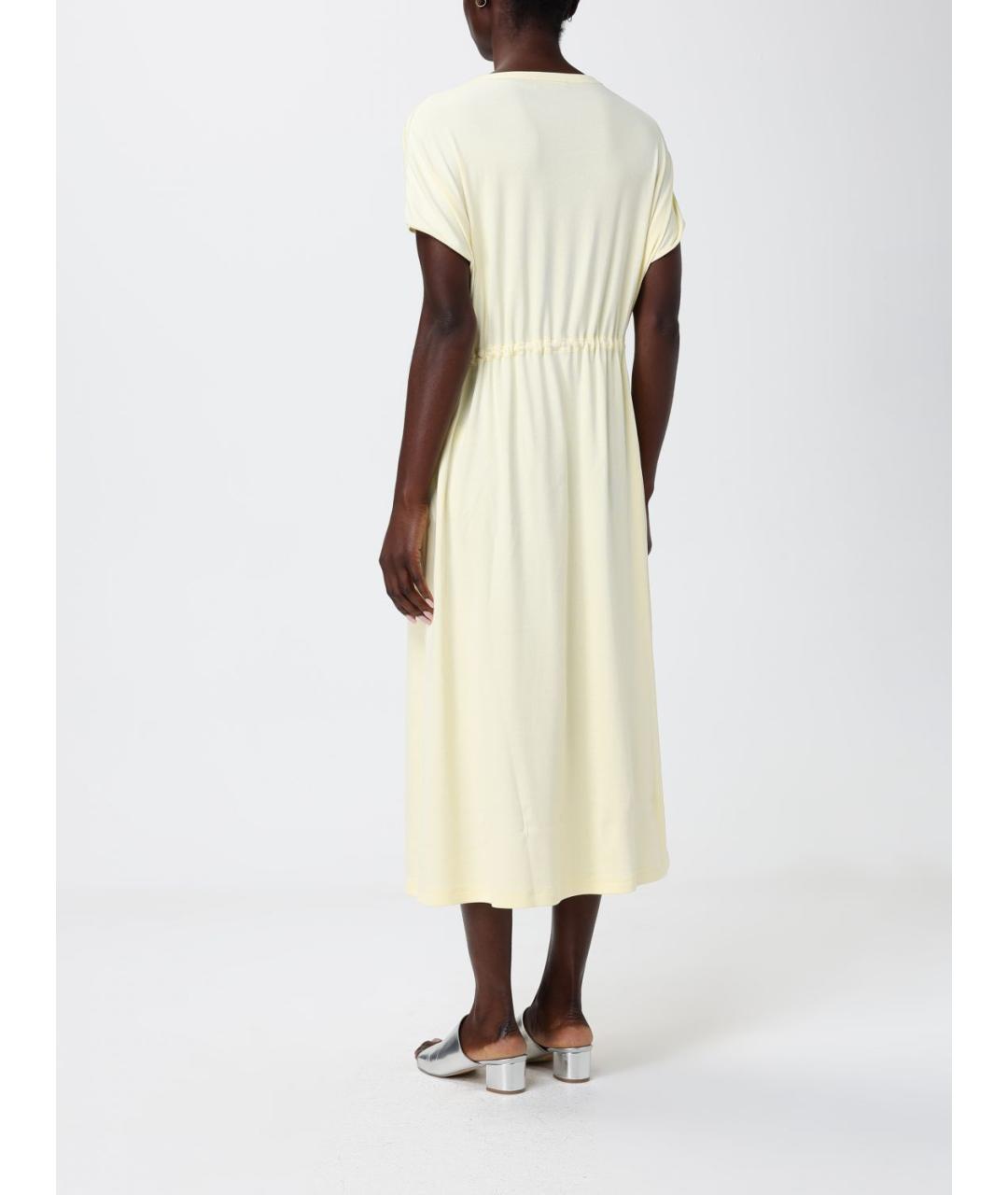 FABIANA FILIPPI Желтое хлопко-эластановое повседневное платье, фото 2