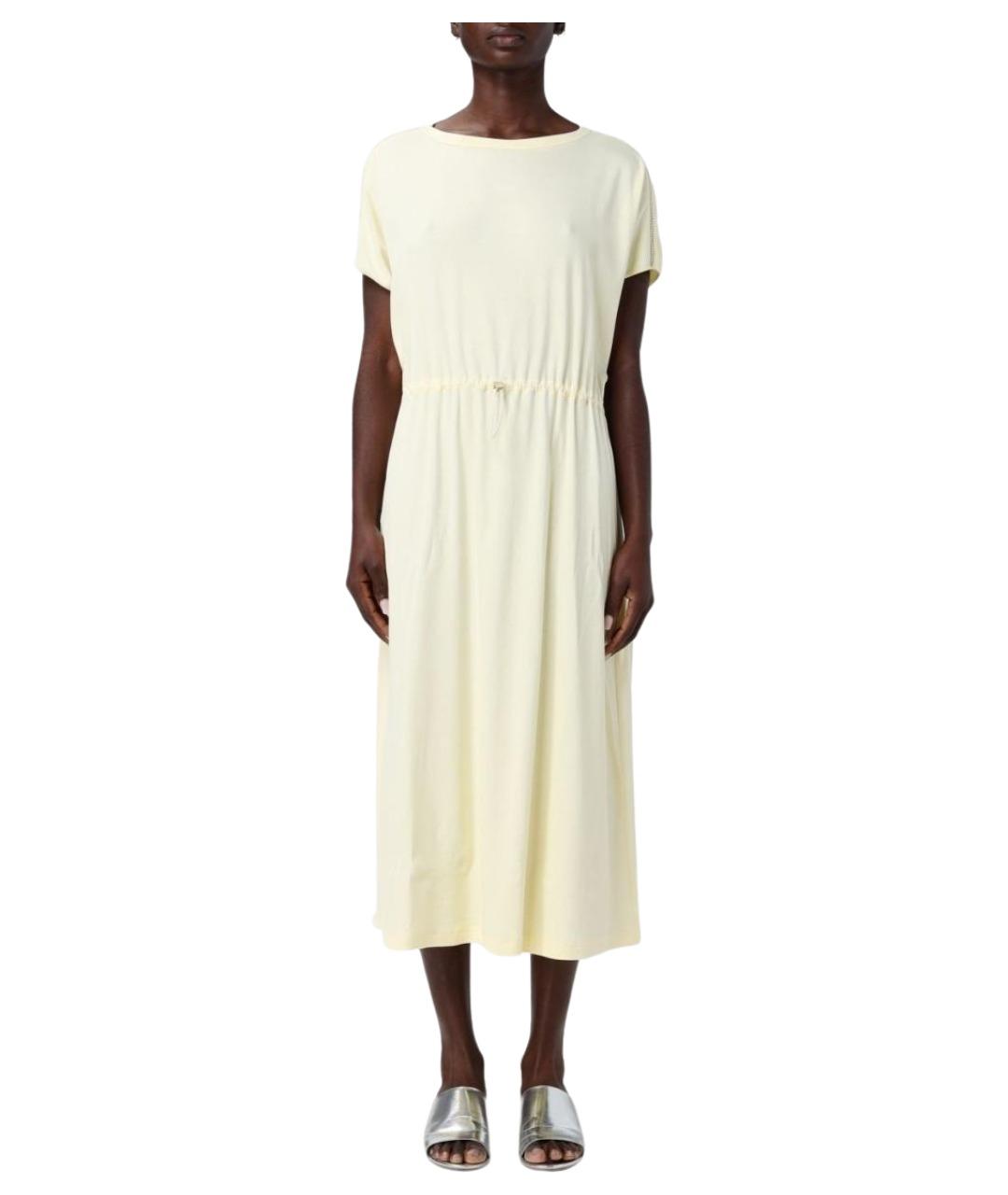 FABIANA FILIPPI Желтое хлопко-эластановое повседневное платье, фото 1