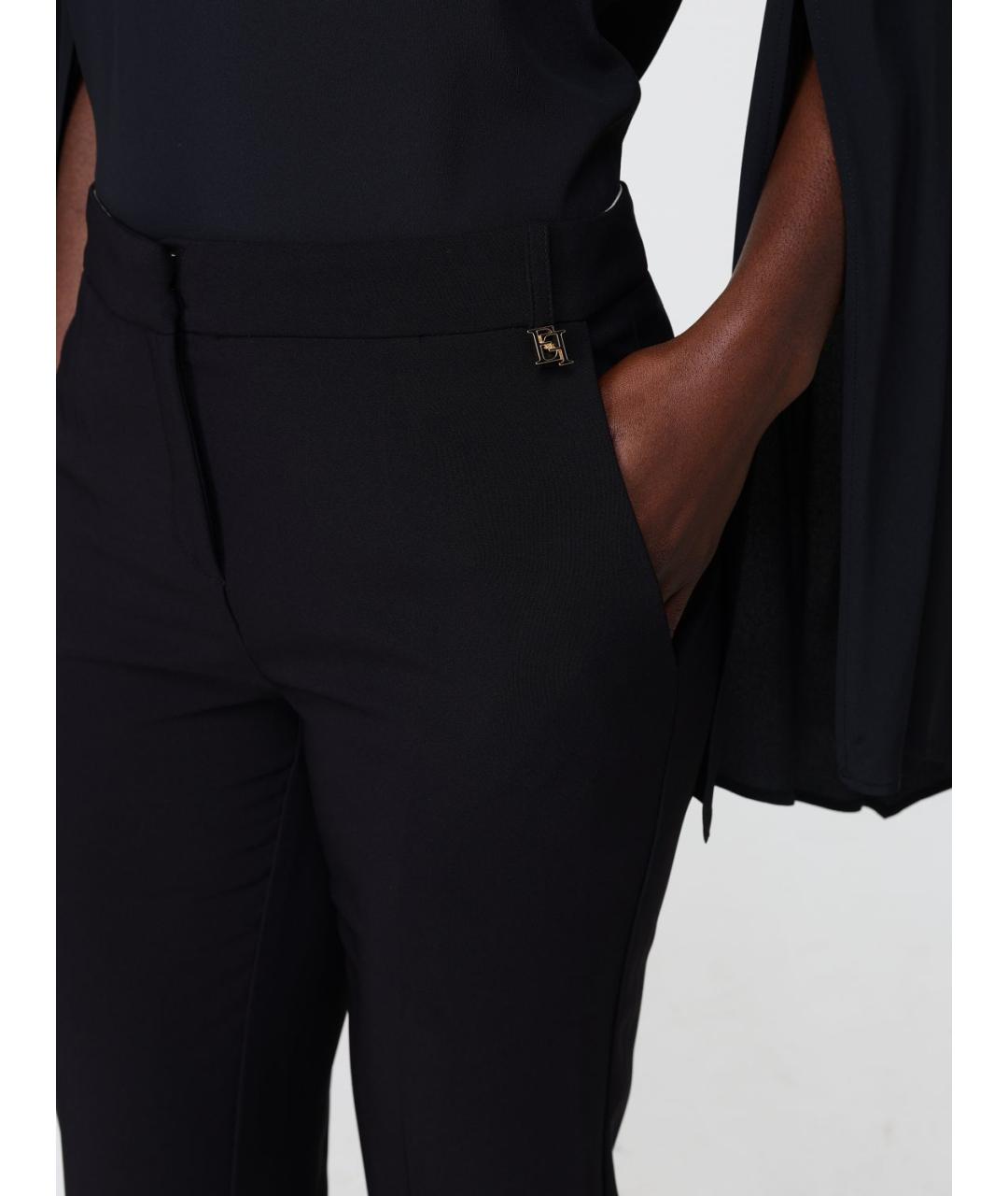 ELISABETTA FRANCHI Черные прямые брюки, фото 3
