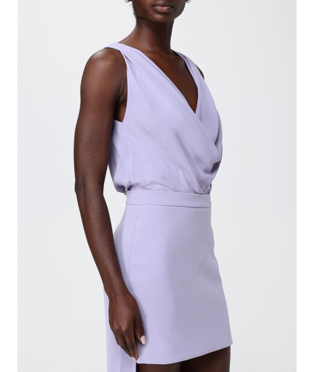 ELISABETTA FRANCHI Фиолетовое вискозное коктейльное платье, фото 3