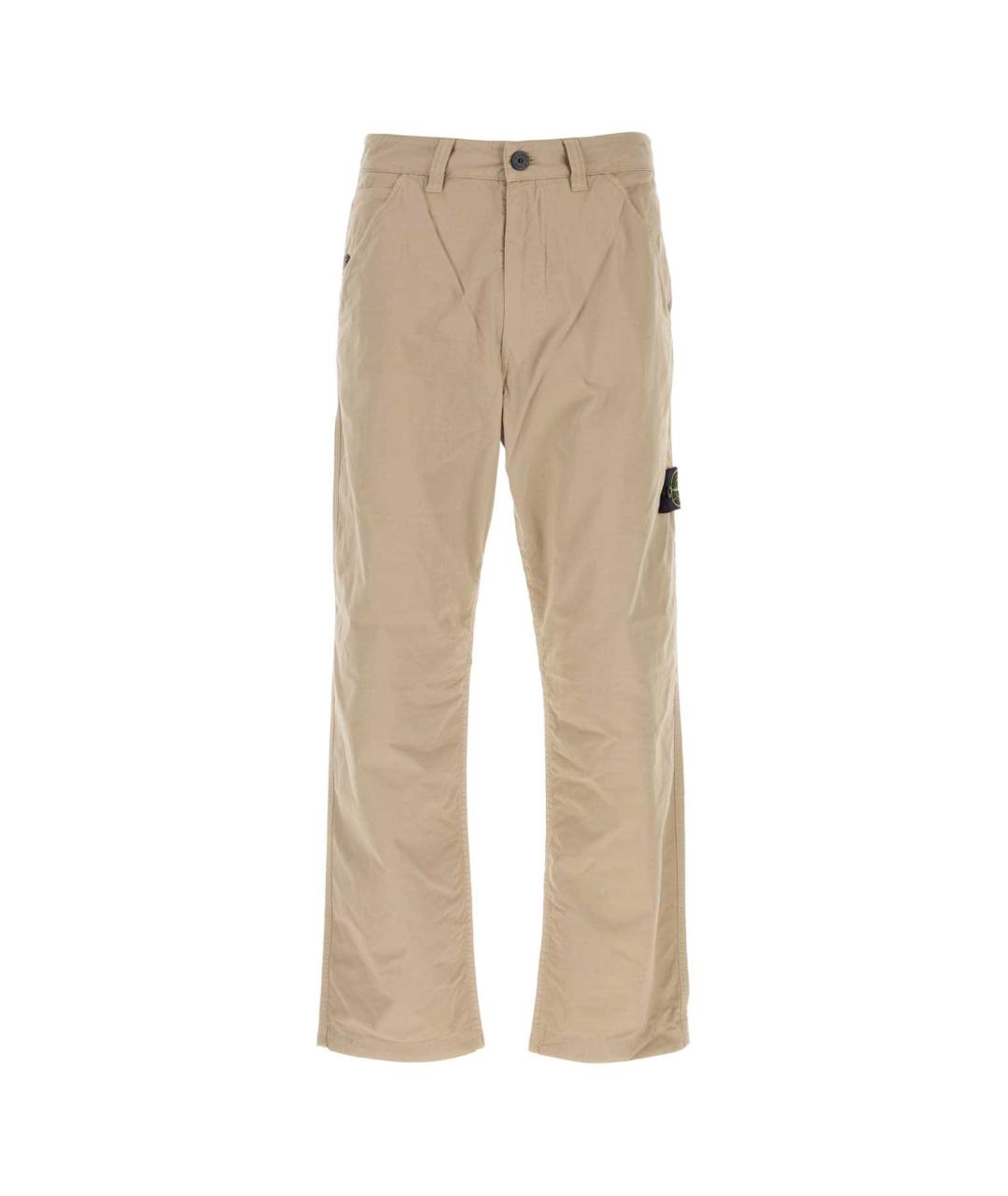 STONE ISLAND Бежевые хлопковые повседневные брюки, фото 1