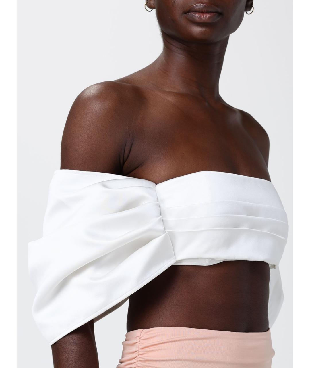 ELISABETTA FRANCHI Белая полиэстеровая блузы, фото 3