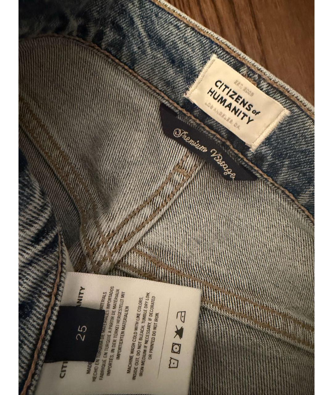 Citizien Of Humanity Голубые хлопко-эластановые прямые джинсы, фото 2