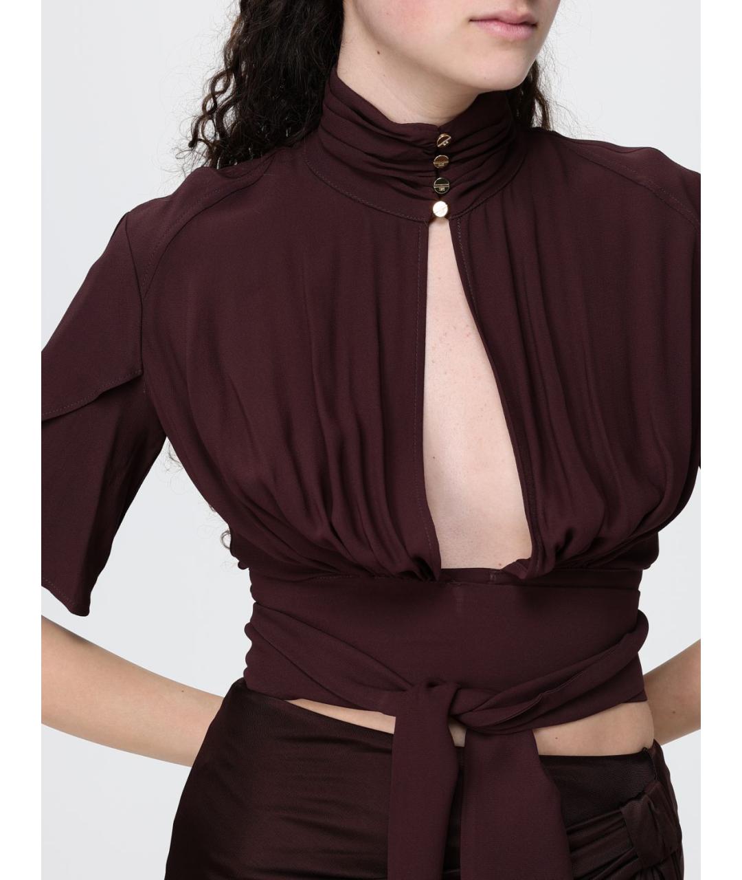 ELISABETTA FRANCHI Бордовая вискозная блузы, фото 3