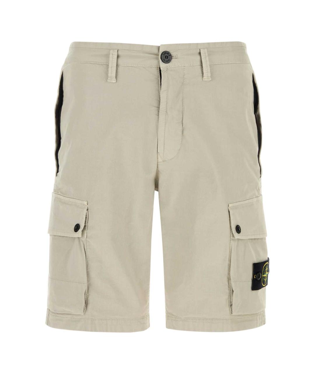 STONE ISLAND Бежевые хлопко-эластановые шорты, фото 1