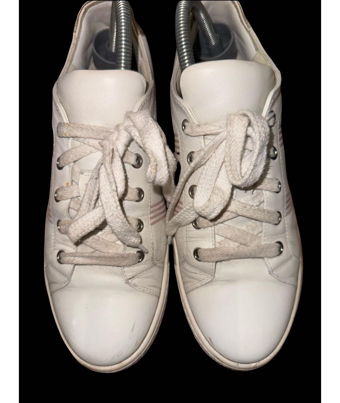 HERMES Белые кожаные кроссовки, фото 4