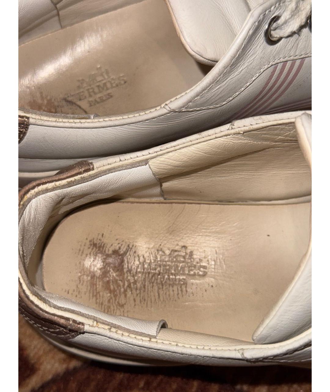 HERMES Белые кожаные кроссовки, фото 7