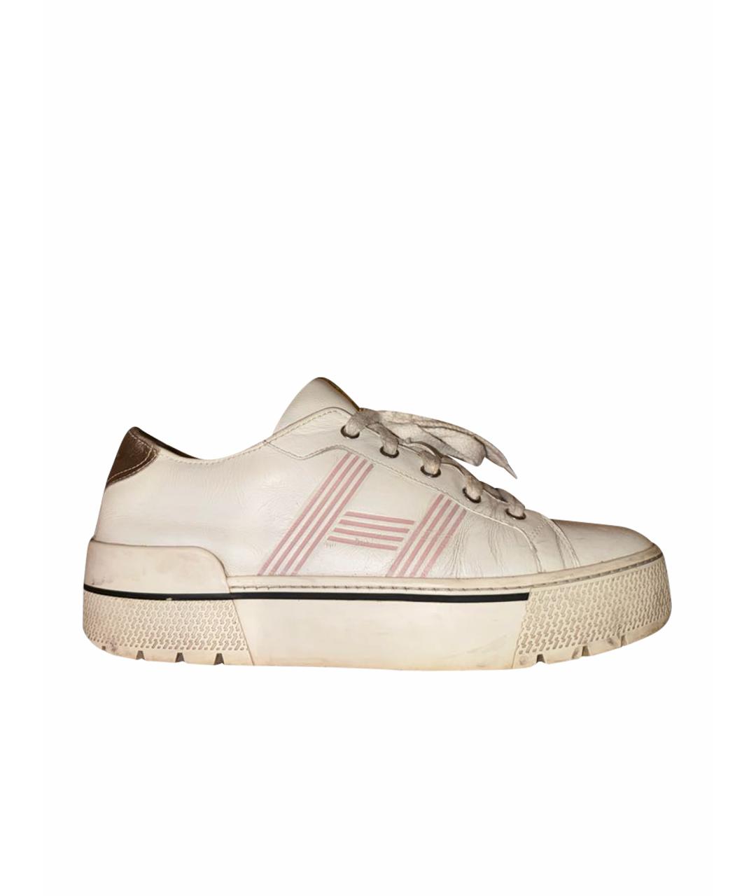 HERMES Белые кожаные кроссовки, фото 1