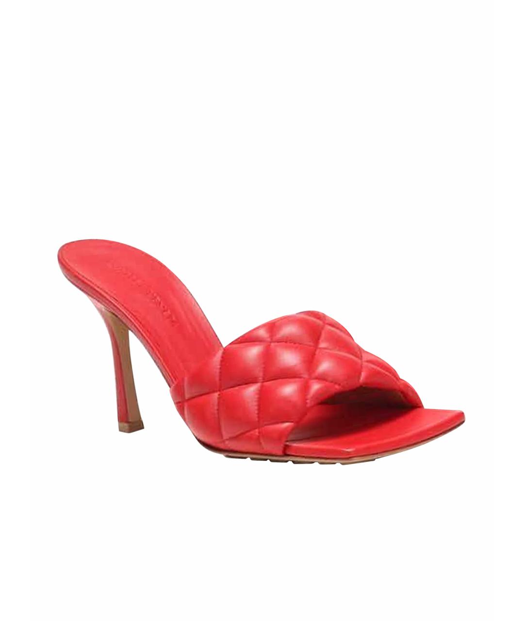 BOTTEGA VENETA Красные кожаные мюли, фото 1