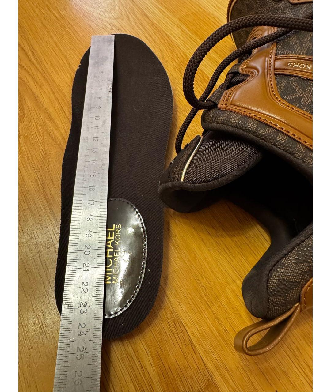 MICHAEL KORS Коричневые кожаные кроссовки, фото 7