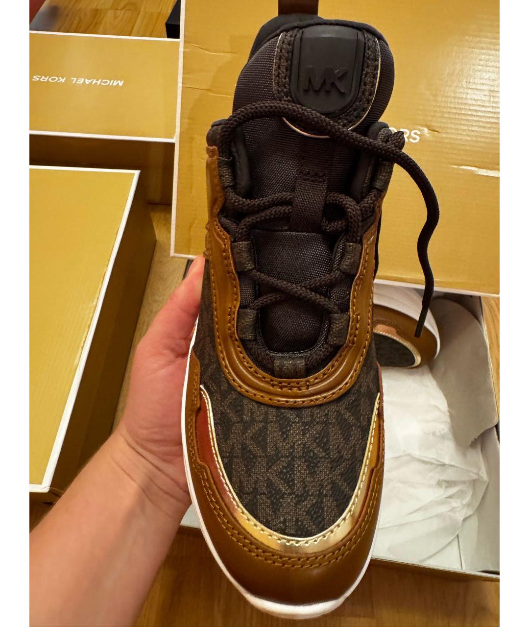 MICHAEL KORS Коричневые кожаные кроссовки, фото 4