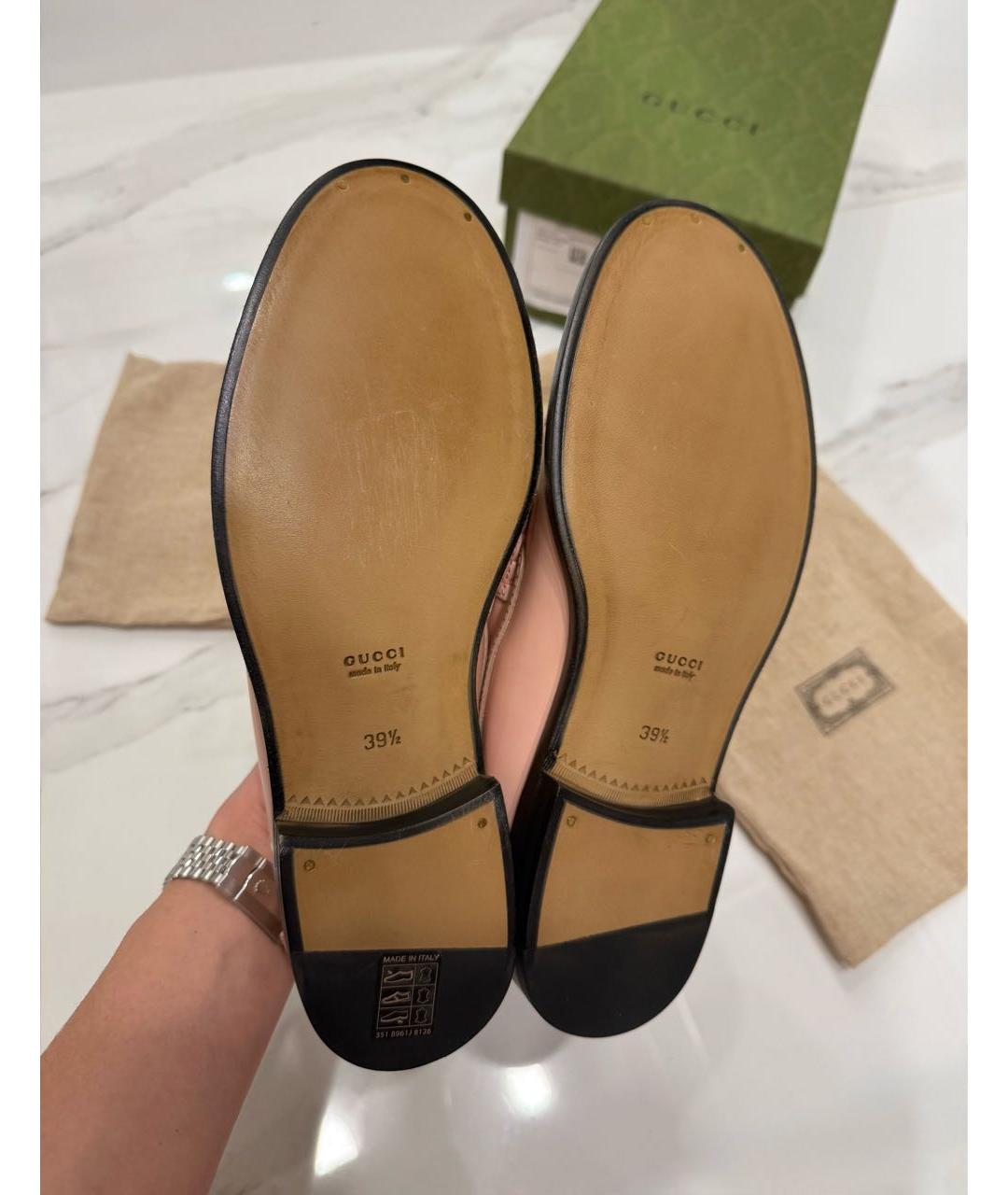 GUCCI Коралловые кожаные лоферы, фото 8
