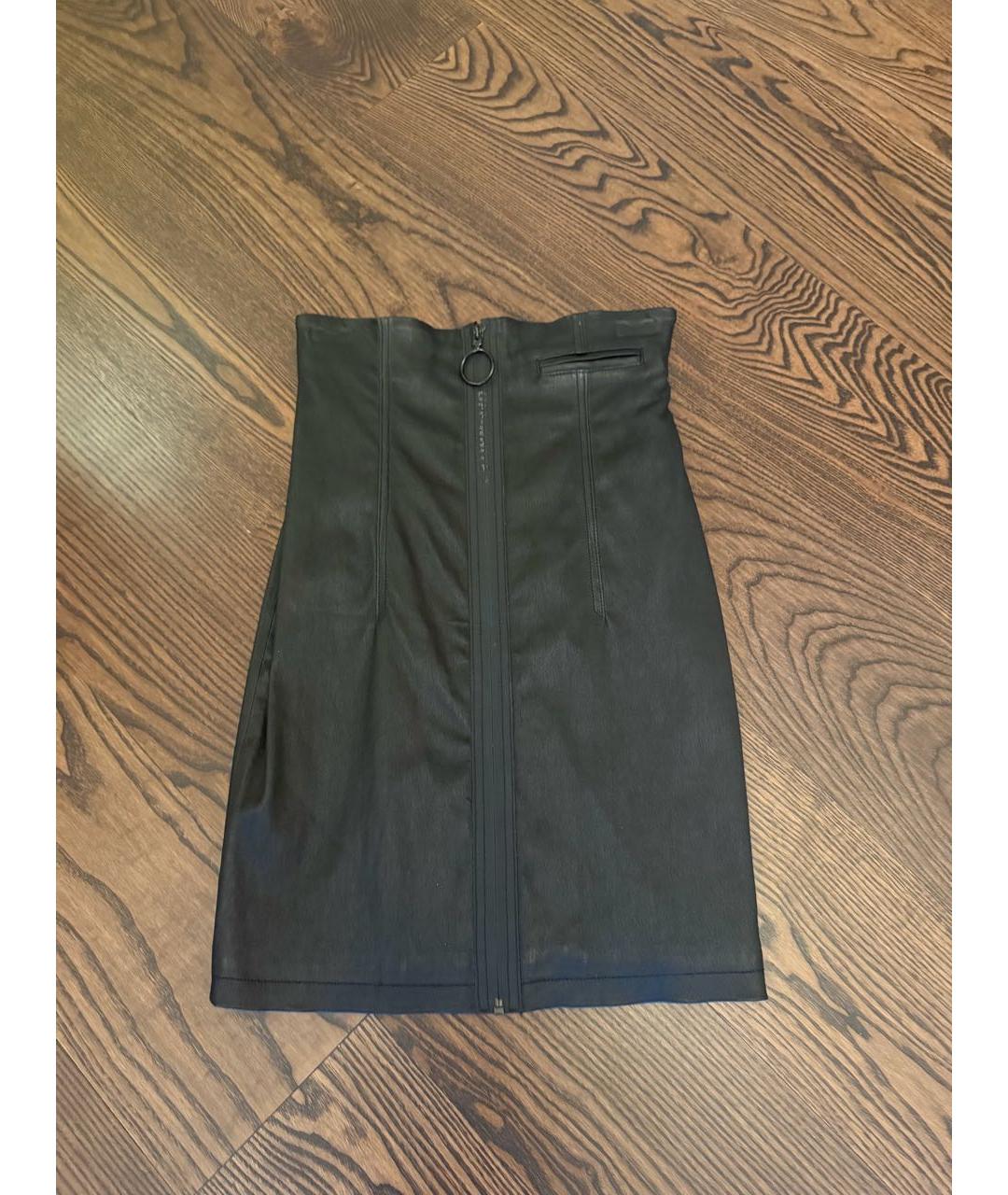 OFF-WHITE Черная кожаная юбка миди, фото 8