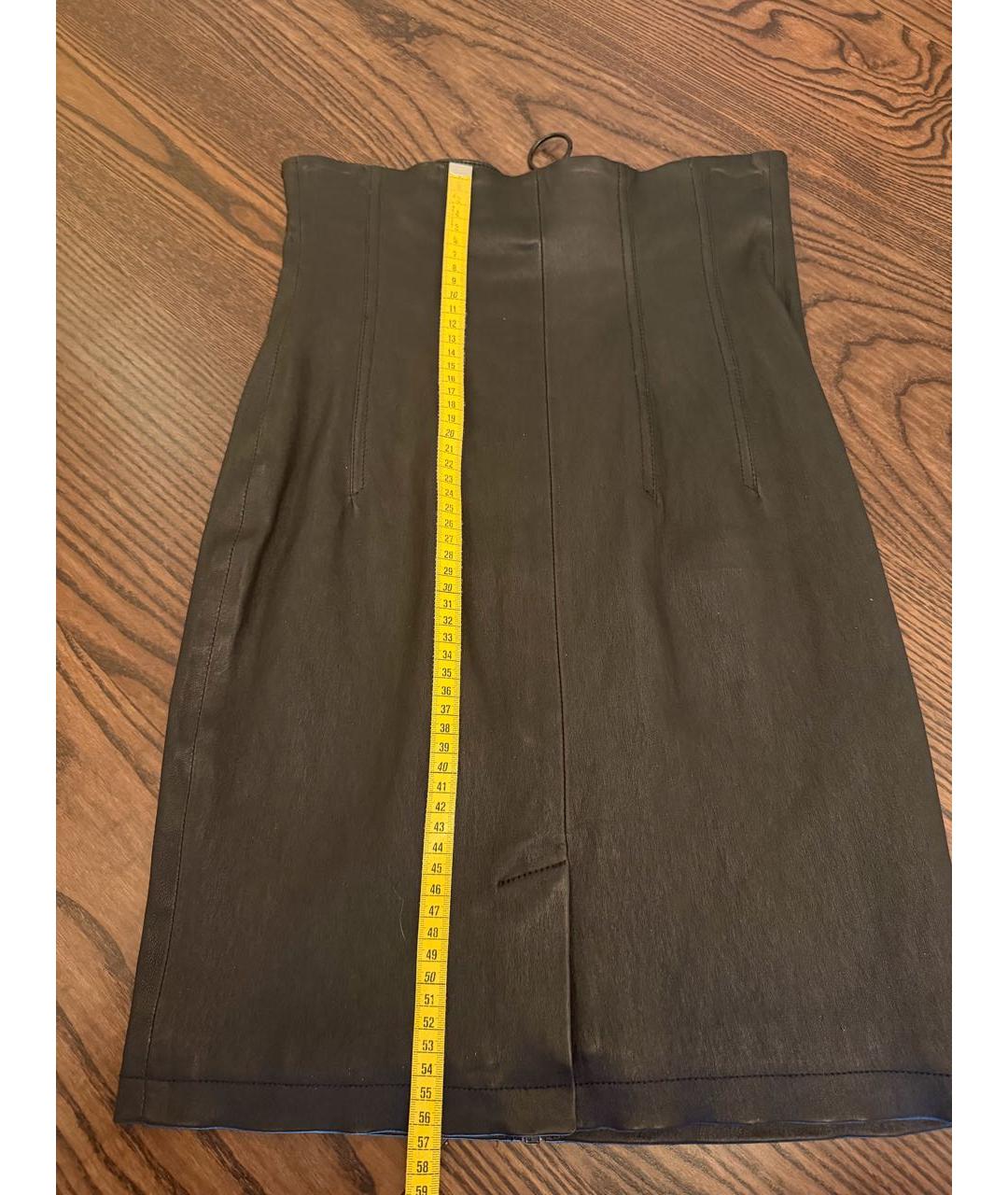 OFF-WHITE Черная кожаная юбка миди, фото 7