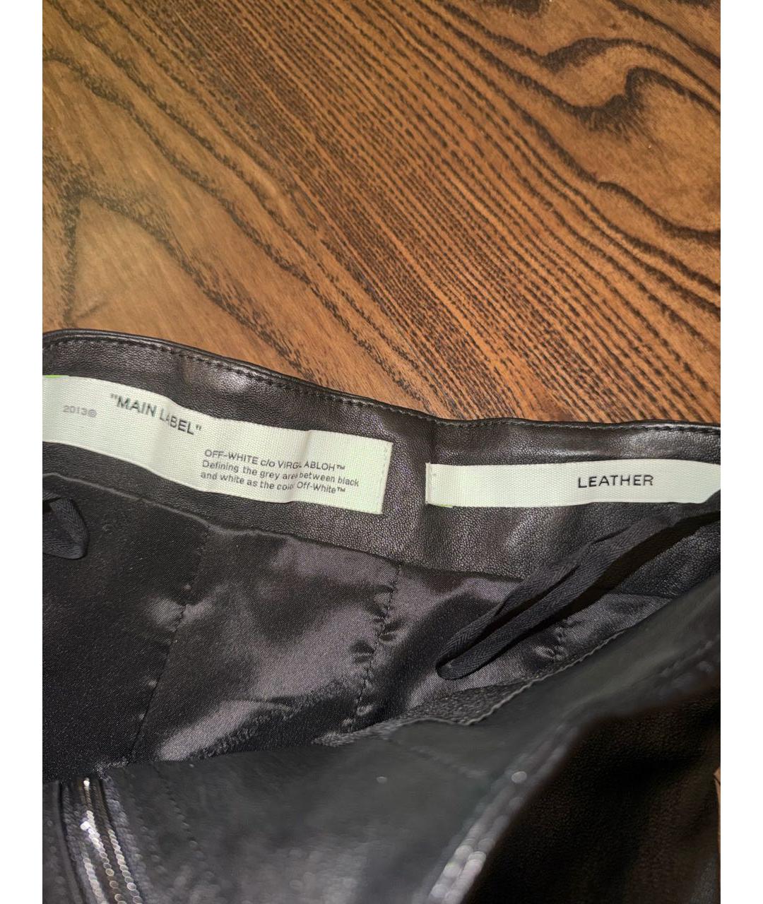 OFF-WHITE Черная кожаная юбка миди, фото 3