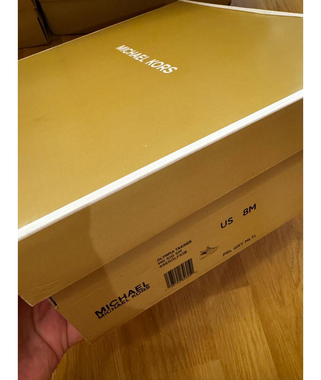 MICHAEL KORS Серые кожаные кроссовки, фото 8