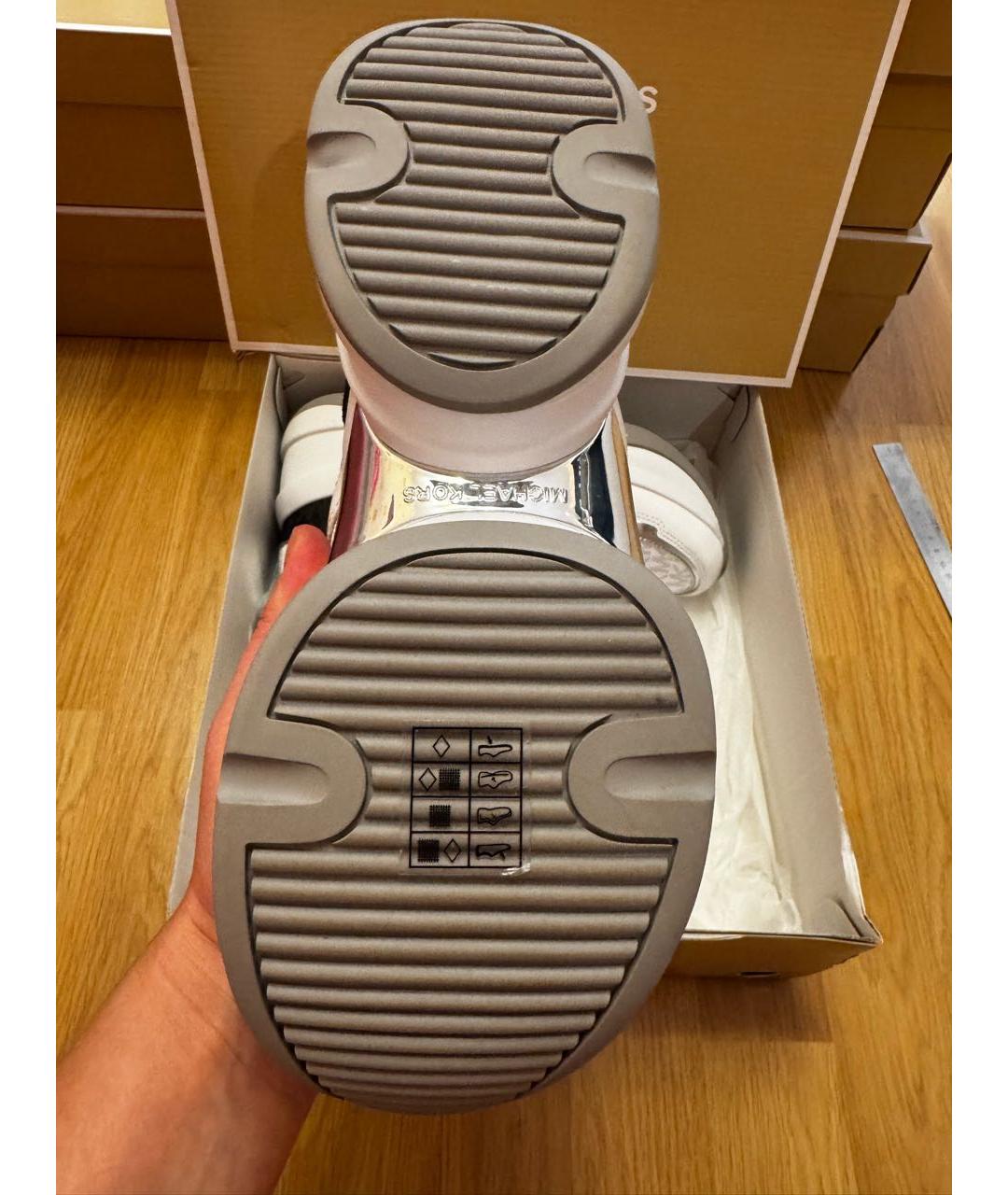 MICHAEL KORS Серые кожаные кроссовки, фото 6