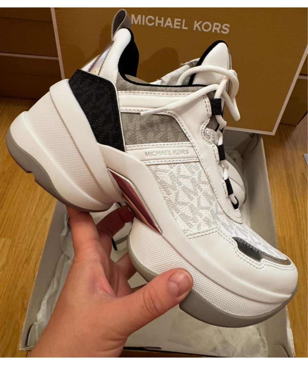 MICHAEL KORS Серые кожаные кроссовки, фото 9