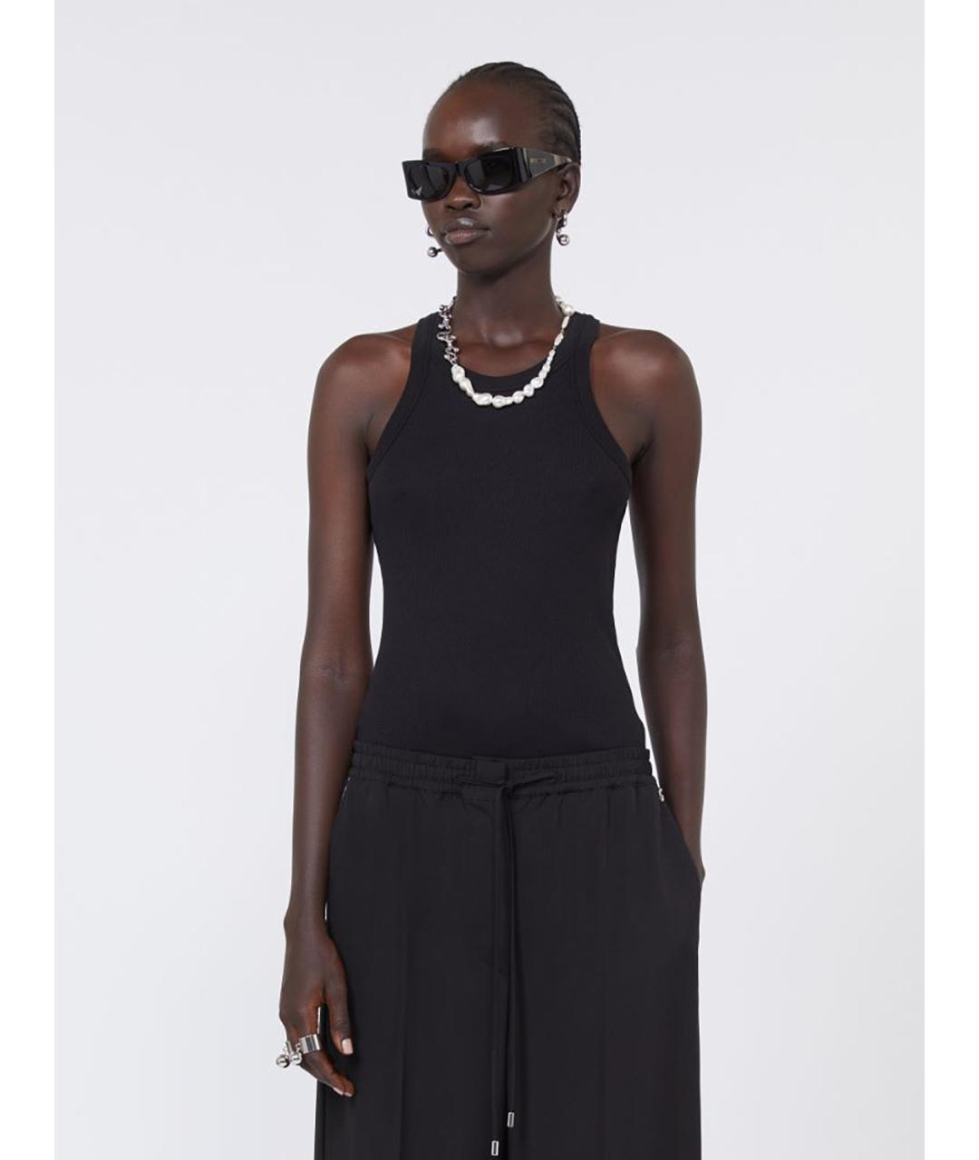 SPORTMAX Черная хлопковая майка, фото 3