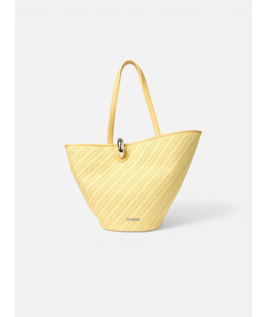 JACQUEMUS Желтая жаккардовая сумка тоут, фото 6