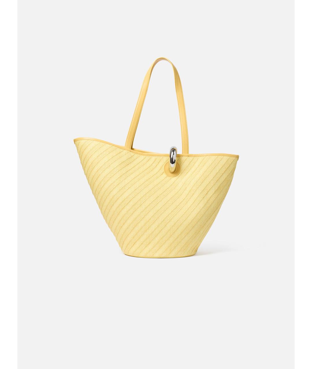 JACQUEMUS Желтая жаккардовая сумка тоут, фото 4