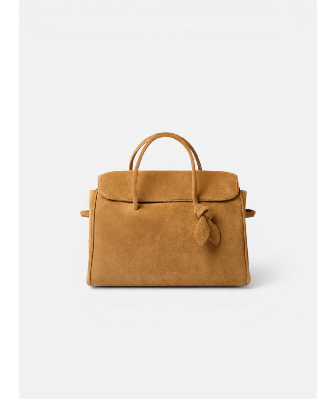 JACQUEMUS Бежевая замшевая сумка тоут, фото 5