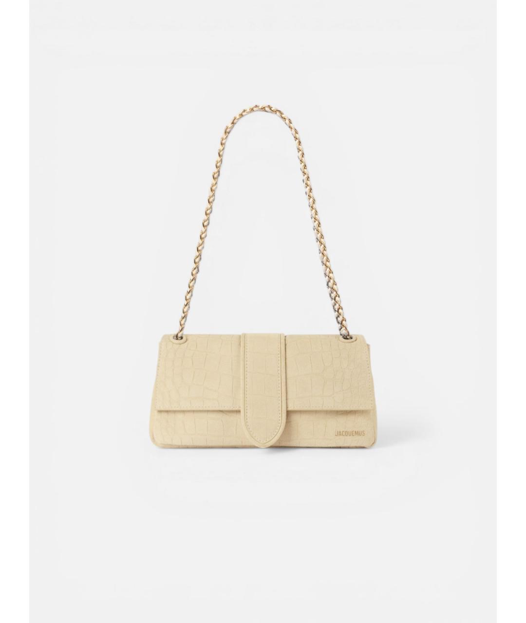 JACQUEMUS Бежевая замшевая сумка через плечо, фото 6
