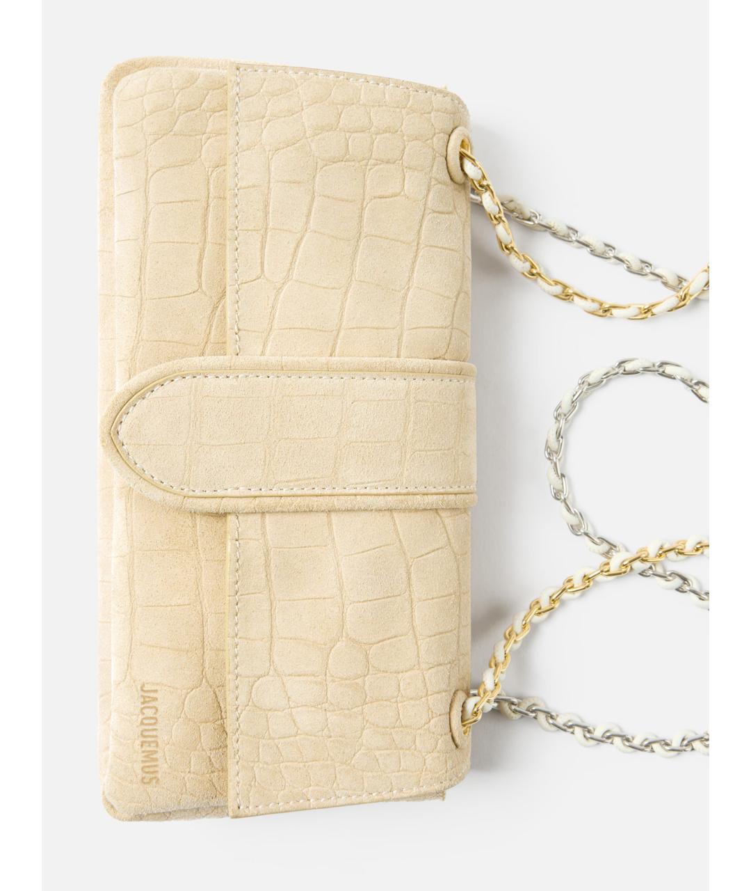 JACQUEMUS Бежевая замшевая сумка через плечо, фото 5