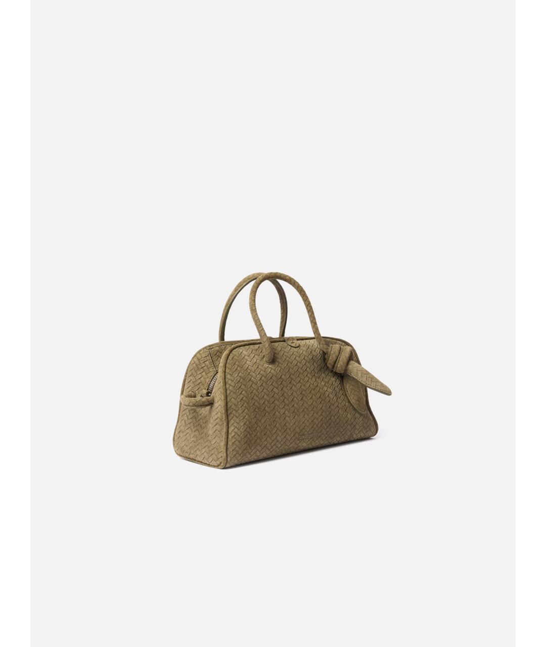 JACQUEMUS Зеленая замшевая сумка тоут, фото 3