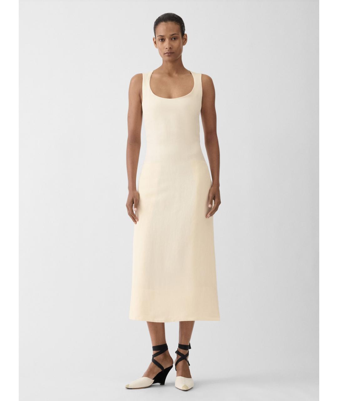 JACQUEMUS Бежевое льняное повседневное платье, фото 2